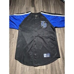 Vintage FUBU 05 Baseball Jersey Mens Large Black Sports Stripped